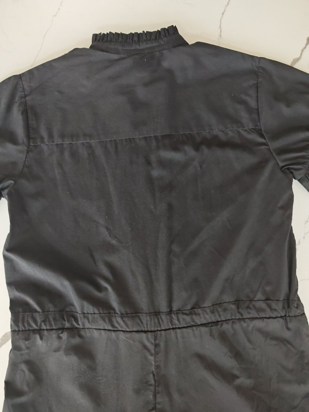 French Connection Black Ruffle Button Front Romper Dress Size 4 | Cinched Waist - Picture 11 of 11